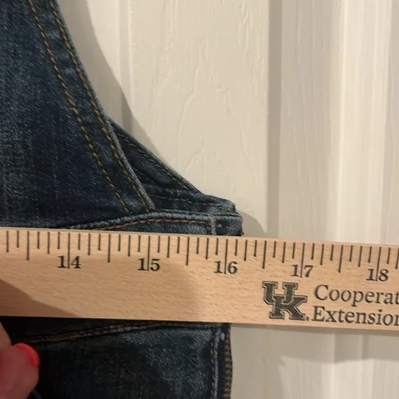 Gap Dark Denim Women’s Overalls Adjust straps side zip belt loops pockets USED S - Picture 6 of 11